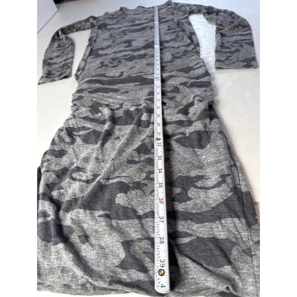 MONROW Revolve Women's Camo Long Sleeve Ruched Mini-Midi Dress Work Party Small - Picture 7 of 10